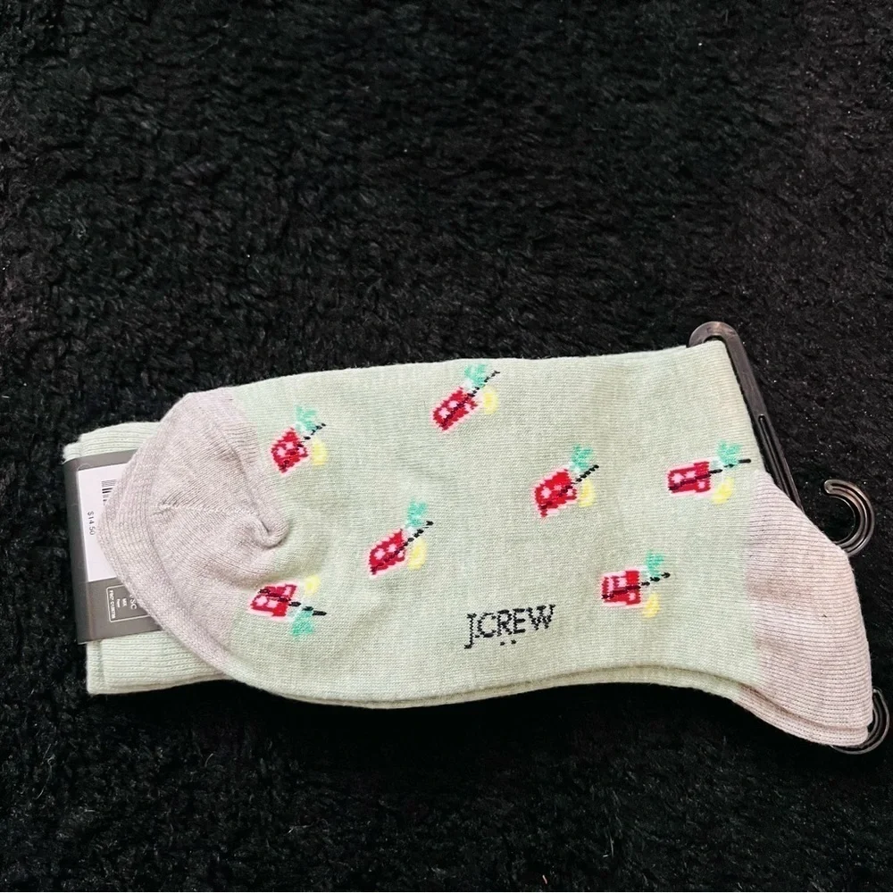 J Crew Men' Mint Green/Gray Drink Cocktail Dress Socks One Size NWT